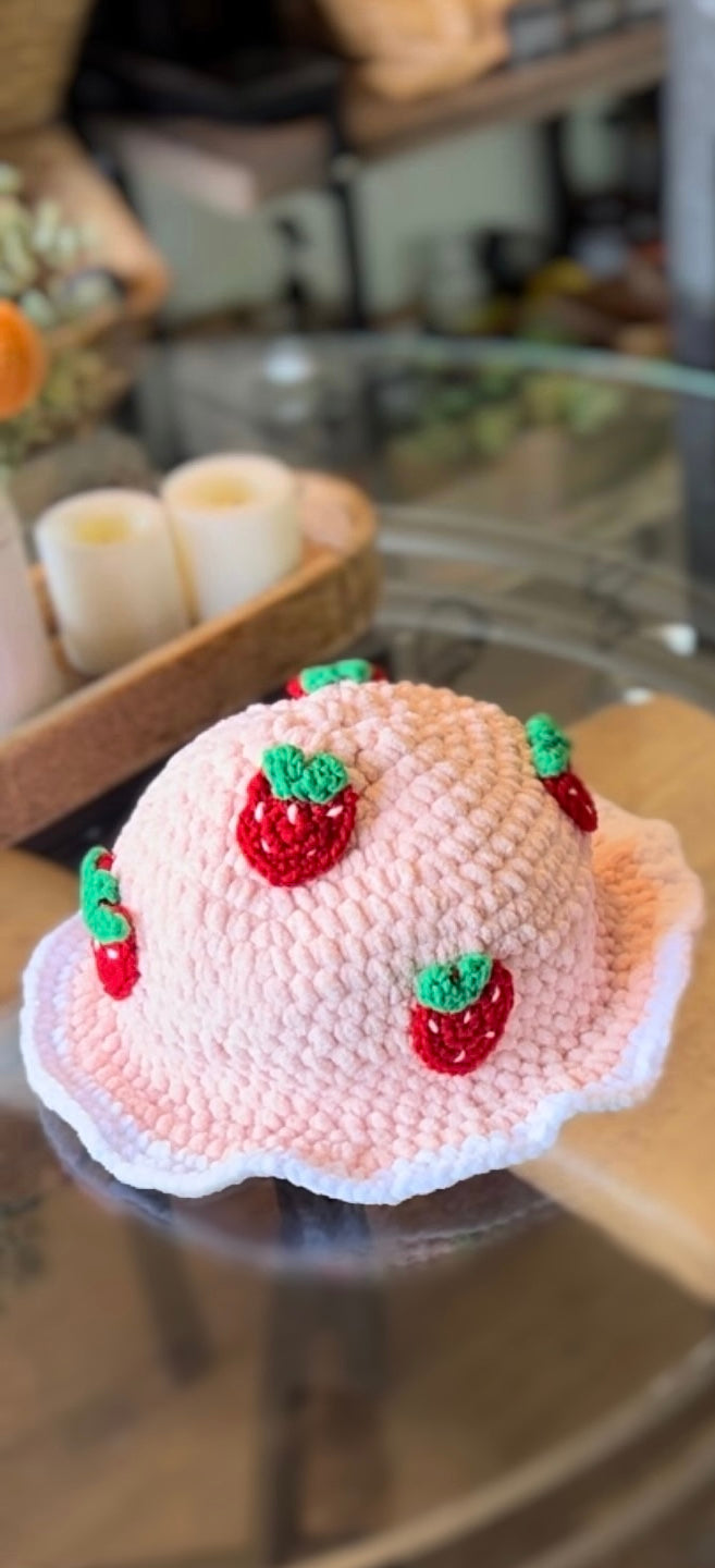Pink Strawberry Bucket Hat